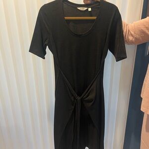 Athleta Black Short Sleeve Tee Shirt Dress with Tie Front